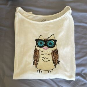 Ann Taylor Loft Long Sleeve Owl T-Shirt Size XS